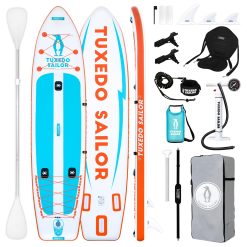 Tuxedo Sailor Tabla Paddle Surf Hinchable para Adultos y Niños 240/320/365 cm Padel Surf Hinchable con Accesorios, Stand Up Paddle Board Sup Ultraligera Tabla de Sup Inflatable