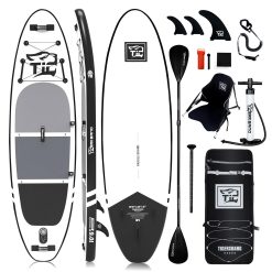 Tabla Paddle Surf Hinchable TIGERXBANG Paddle Board 320x82x15cm con Accesorios Premium Tabla Sup, PadelSurf Stand Up Padding para Adultos/Niños con Remo Doble Uso, Asiento Kayak,Defender-Pro Negro