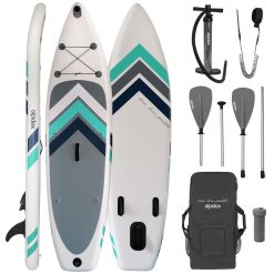 ALPIDEX Tabla Hinchable Surf Stand Up Paddle Board 305 x 76 x 15 cm ISUP Peso Máximo 110 kg Sup Ligero Estable Juego Completo, Color:Blanco