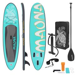 ECD Germany Tabla Hinchable Maona Paddle Surf/Sup 308 x 78 x 10 cm Turquesa Stand up Paddle Board PVC hasta 120kg 3 Aletas deslizantes Diferentes Modelos Incl Paleta Aluminio Bomba y Accesorios