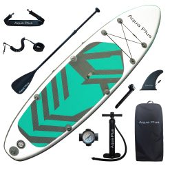 Aqua Plus Sup Inflable de 15cm de Grosor para Todos los Niveles de Habilidad, Paleta Ajustable, Mochila de Viaje ISUP, Tabla de Remo Inflable para jóvenes y Adultos, Bomba Doble acción
